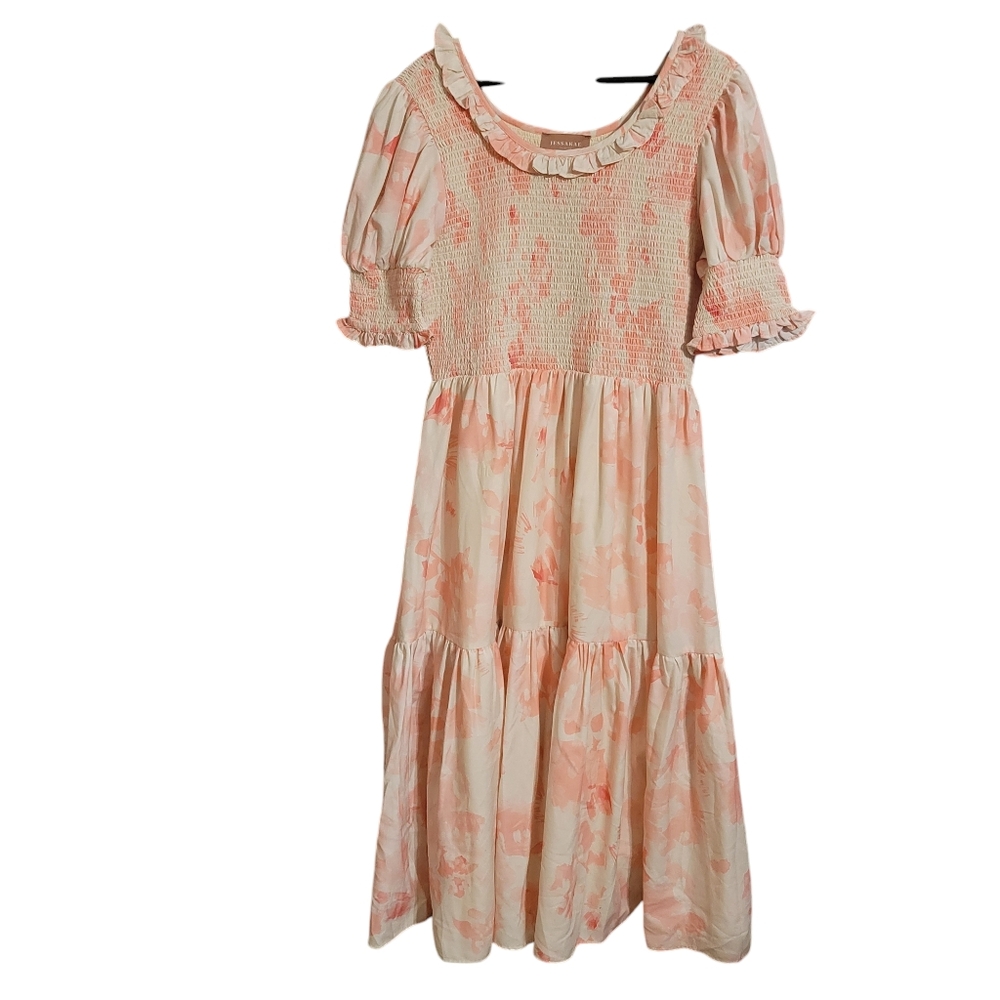 JessaKae Pink Floral Midi Dress 1X cottage core